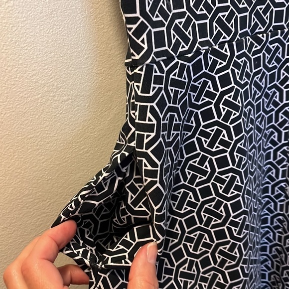 New York & Company Dress Black & White Geometric Cotton Print midi sz S - Picture 4 of 12